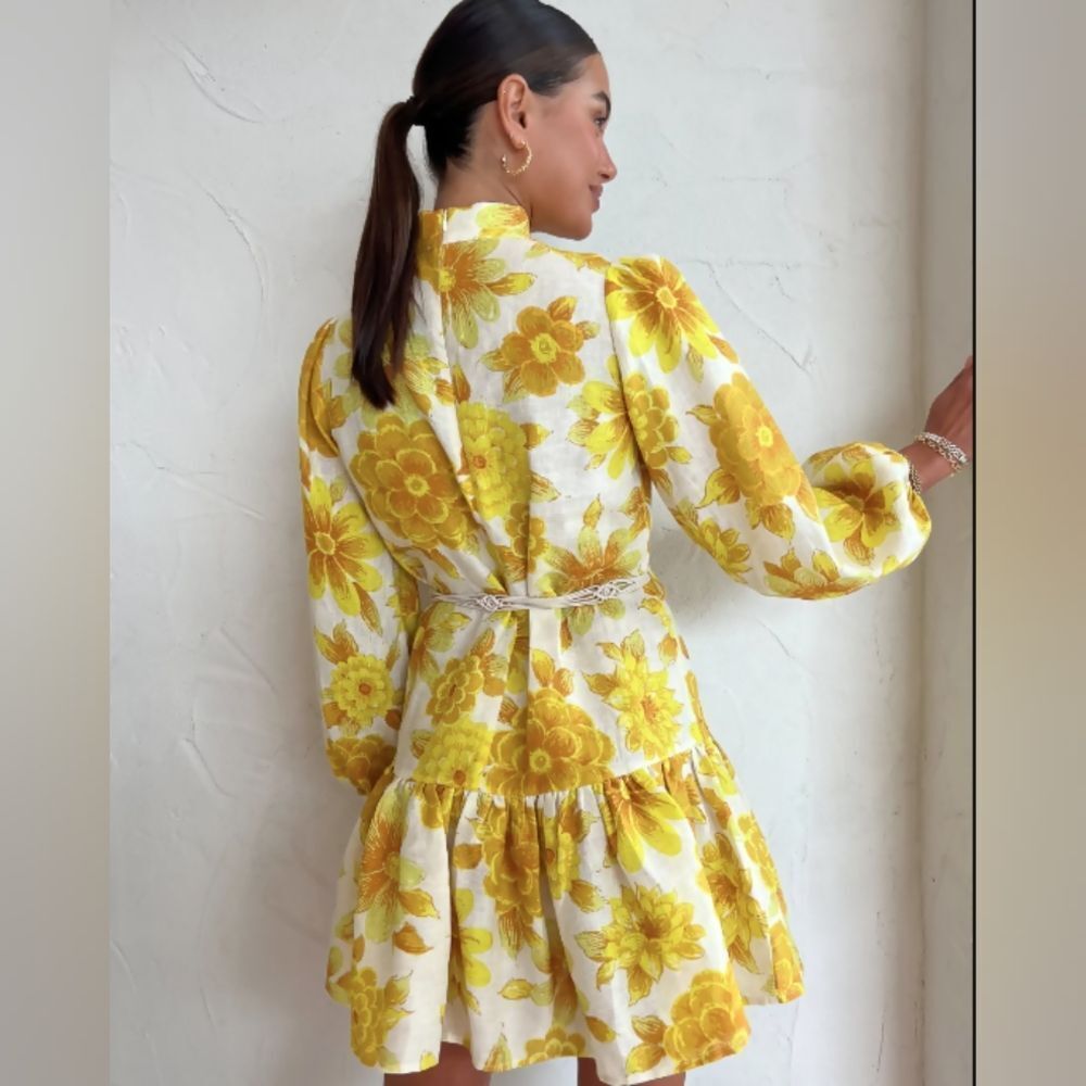 Floral Long-Sleeve Dress with Tie Back